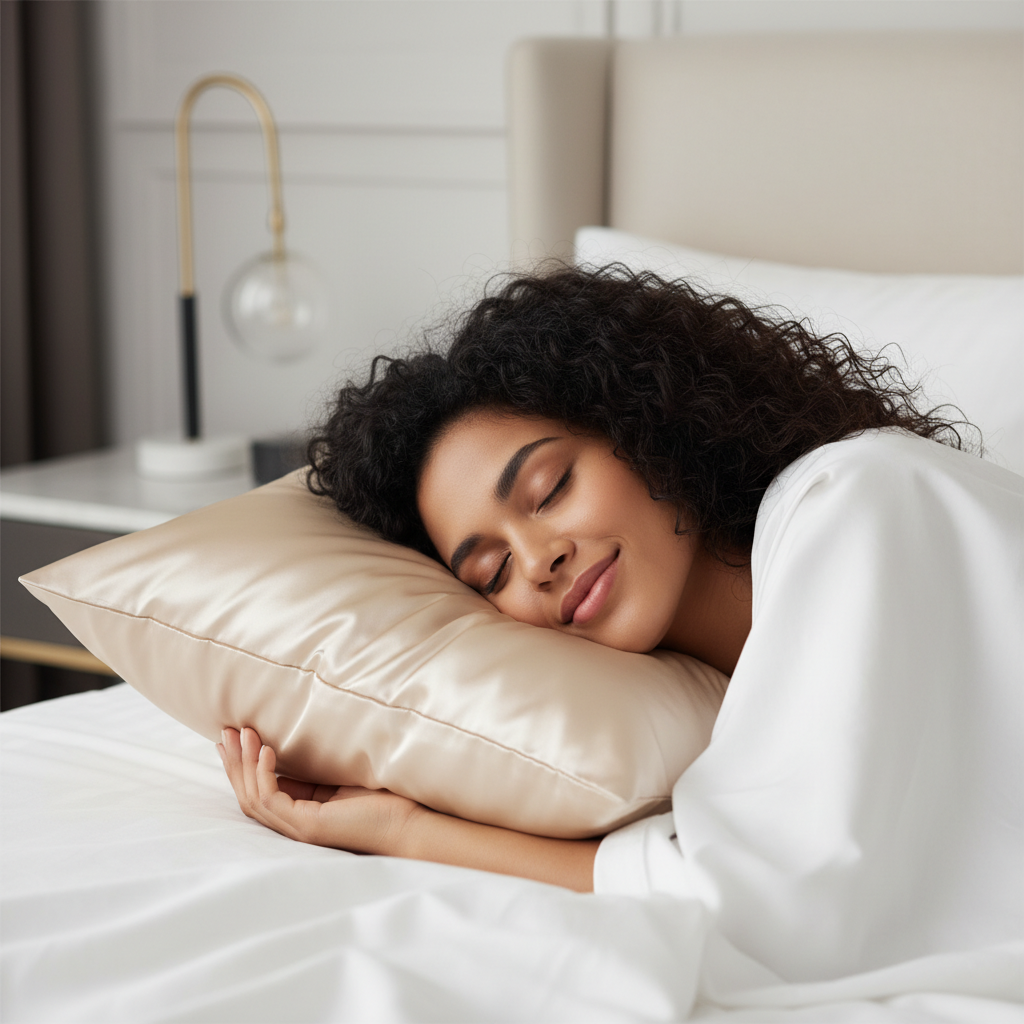 Taie d'oreiller 100% Soie de mûrier couleur ivoire